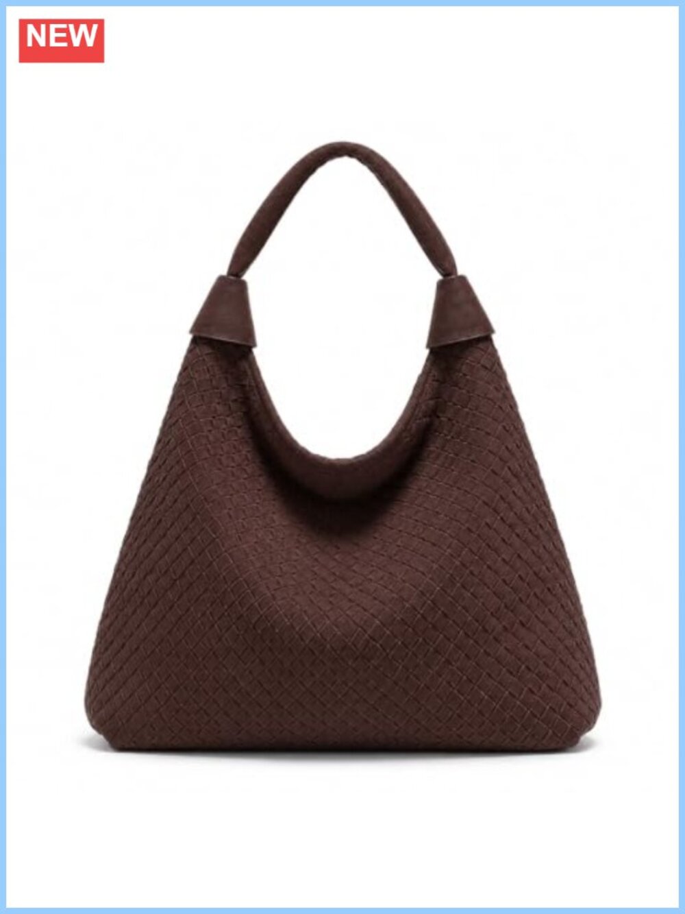 Oversized Woven Suede Tote Bag Slouchy Hobo Purse Shoulder Handbag